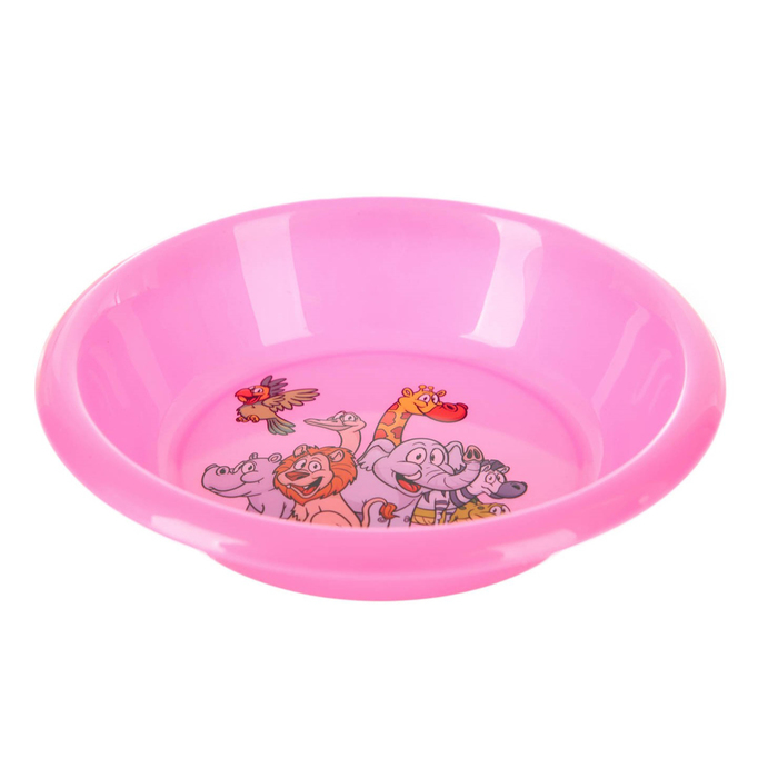 Тарелка детская, диаметр 15 см, высота 3 см, пластиковая с рисунком, цвет розовый