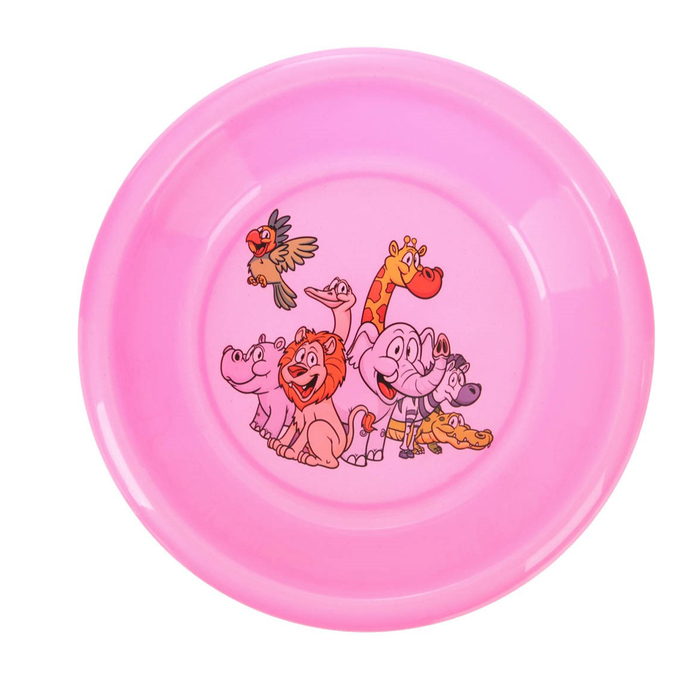 Тарелка детская, диаметр 15 см, высота 3 см, пластиковая с рисунком, цвет розовый