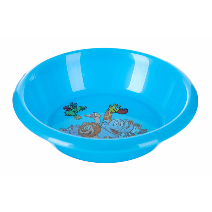 Тарелка детская, диаметр 15 см, высота 3 см, пластиковая с рисунком, цвет голубой