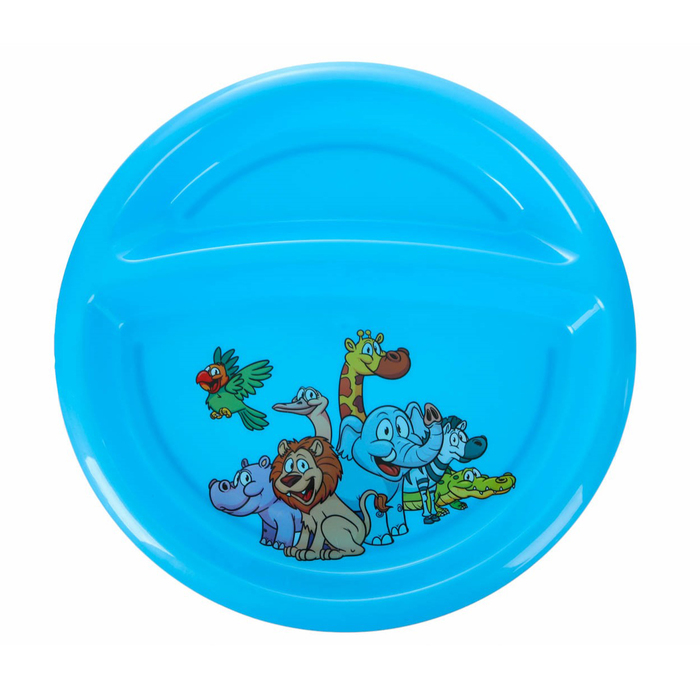 Тарелка детская, диаметр 20,5 см, две секции, пластиковая с рисунком, цвет голубой