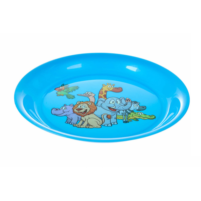 Тарелка детская, диаметр 20,5 см, высота 2 см, пластиковая с рисунком, цвет голубой
