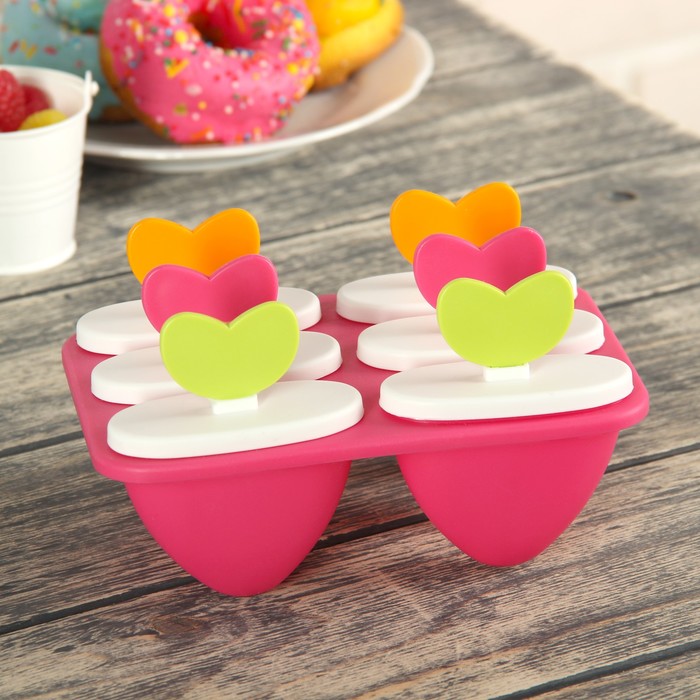 Форма для мороженого "Ягоды", 6 ячеек, цвета МИКС