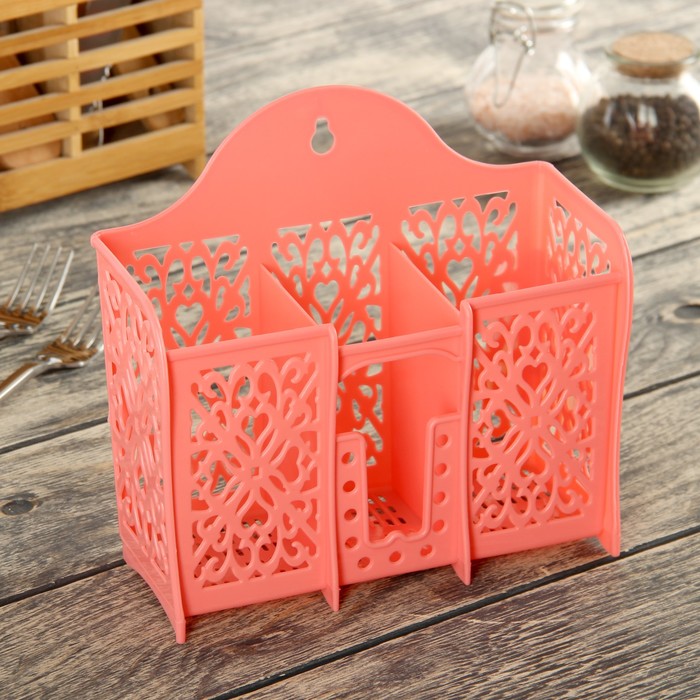 Сушилка для столовых приборов "Узор", 3 отделения, цвета МИКС