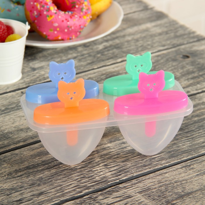 Форма для мороженого "Совята", 4 ячейки, цвета МИКС