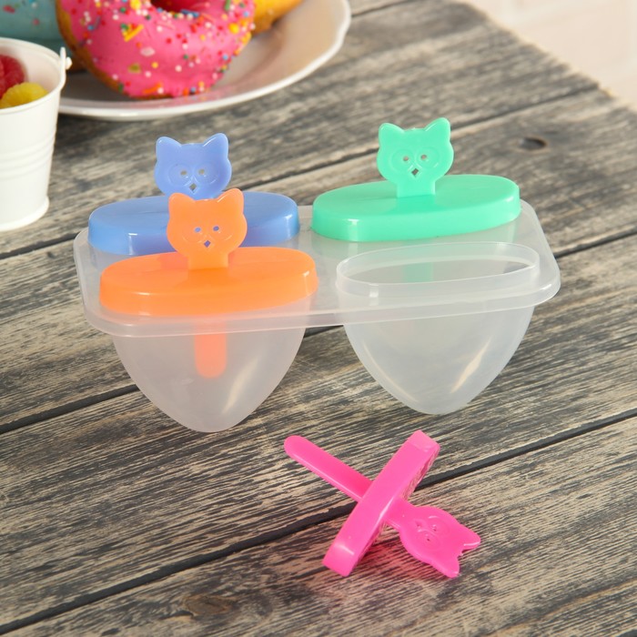 Форма для мороженого "Совята", 4 ячейки, цвета МИКС