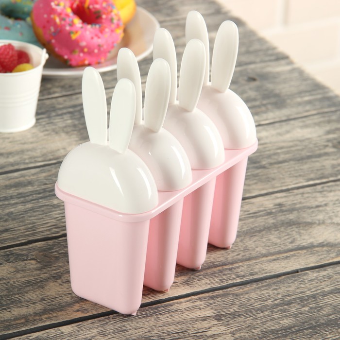 Форма для мороженого "Банни", 4 ячейки, цвета МИКС