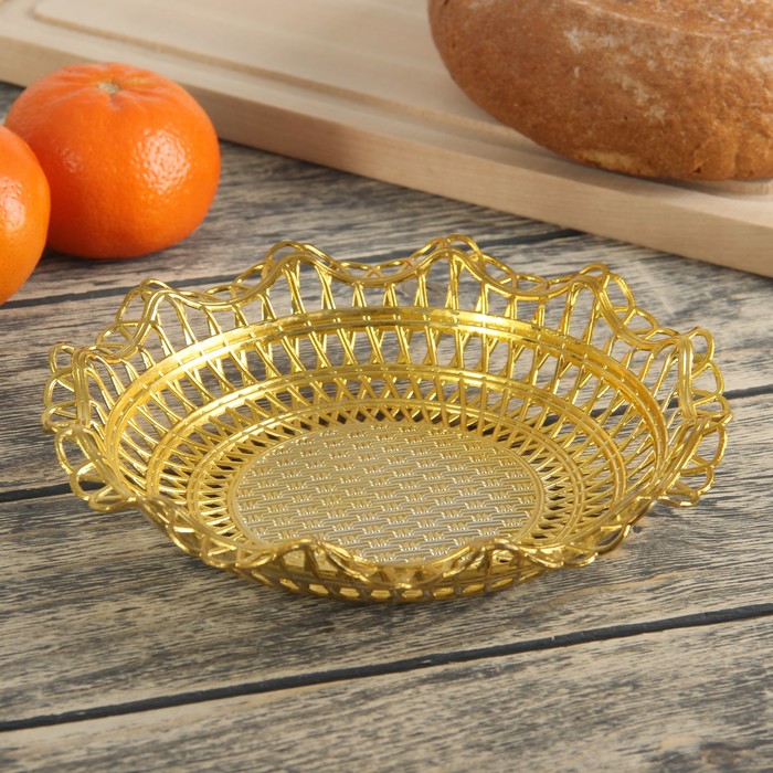 Ваза для хлеба и фруктов "Нити", цвет золотой