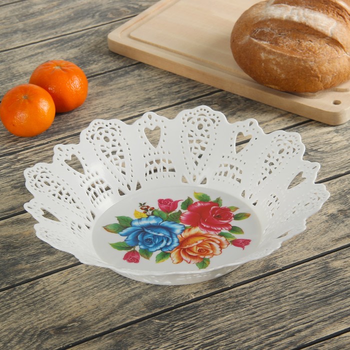 Ваза для хлеба и фруктов 32 см "Кружево", цвета МИКС