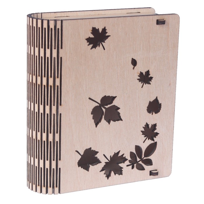 Шкатулка-книга дерево "Листья" 16х14х4,5 см