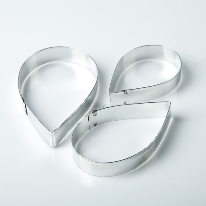 Набор форм для вырезания из жести "Капля", 7 х 5 х 2 см, 3 шт.