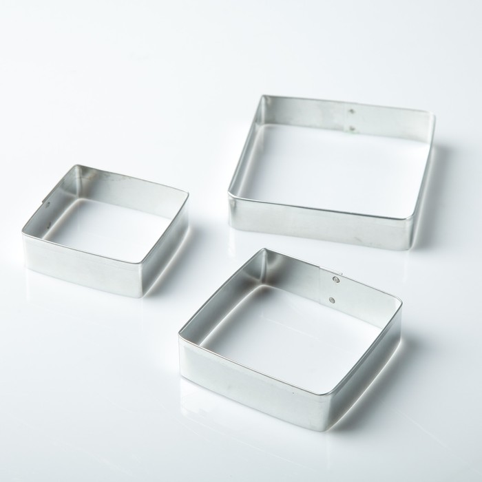 Набор форм для вырезания из жести "Квадрат", 7 х 7 х 2 см, 3 шт.