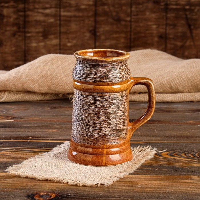 Кружка пивная 1 л "Соломка", микс
