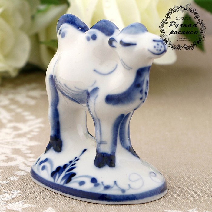 Сувенир «Верблюд», малый, 8х5х7,5 см, гжель