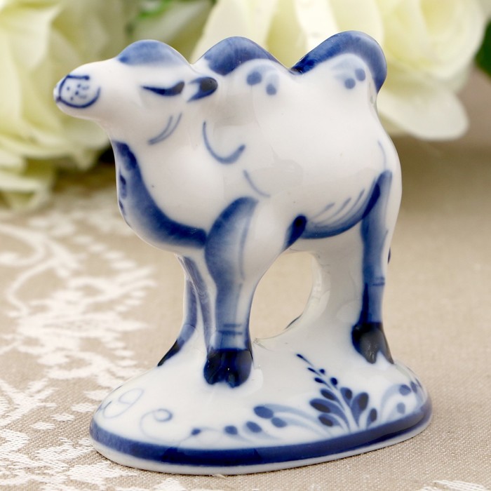 Сувенир «Верблюд», малый, 8х5х7,5 см, гжель