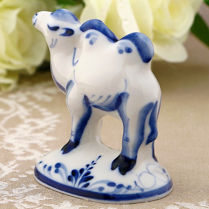 Сувенир «Верблюд», малый, 8х5х7,5 см, гжель