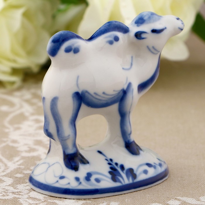 Сувенир «Верблюд», малый, 8х5х7,5 см, гжель