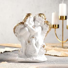 Статуэтка 'Ангелы пара на камне' 21 см, бело-золотой Ош