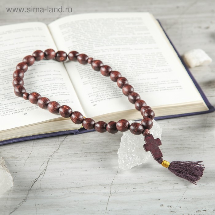 

Чётки с крестом деревянные, 25 см, микс