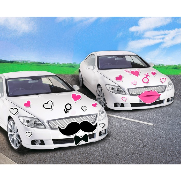 Набор магнитов на авто 2 листа "Усы и Губы"