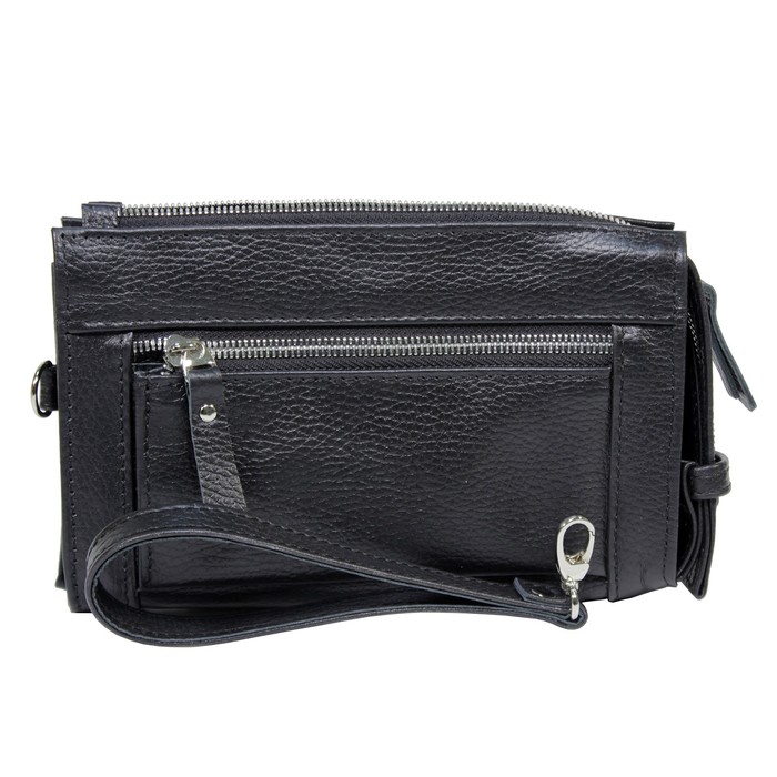 Барсетка на молнии н/к, чёрный (ка22033)