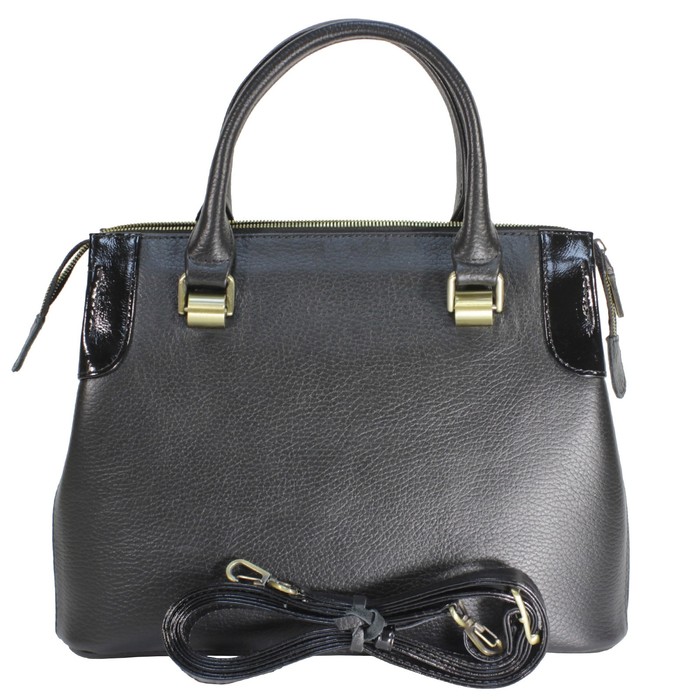 Сумка женская, отделение на молнии, натуральная кожа, плечевой ремень, цвет чёрный