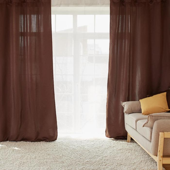 Штора портьерная "Этель" 220х280 см Дамаск CHOCOLATE SOLID,100% п/э