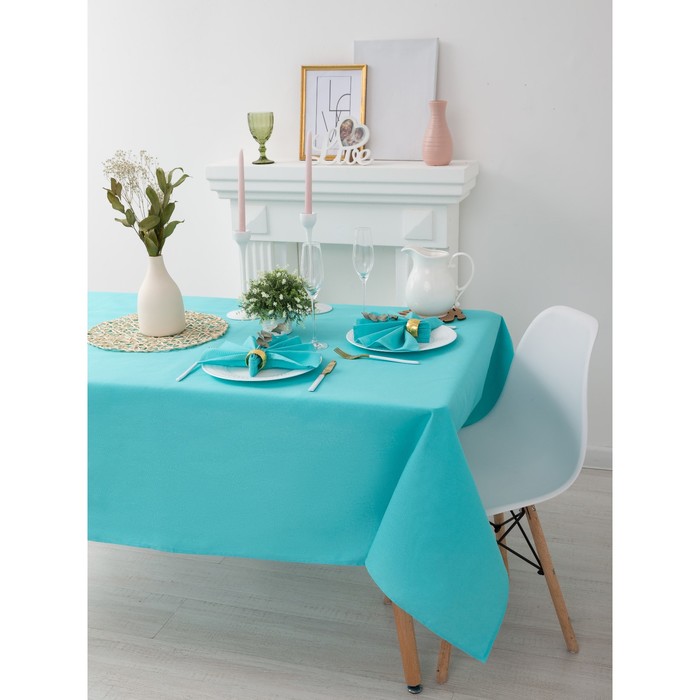 Скатерть "Этель"Мятная карамель 145х145см, рогожка 100% хл