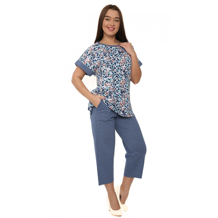 Комплект женский (футболка, бриджи) М167 цвет МИКС, р-р 54