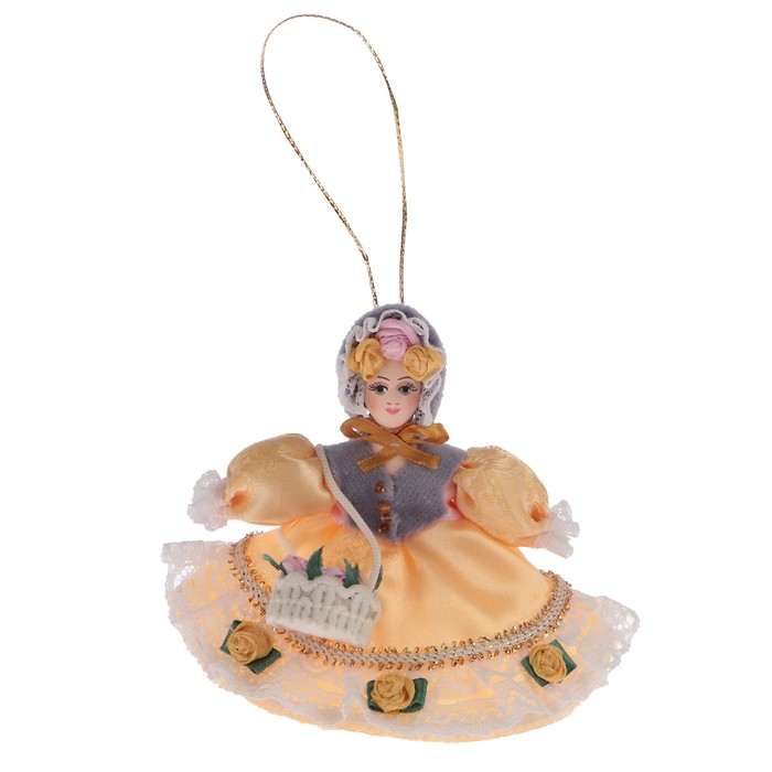 Сувенирная кукла подвесная "Цветочница" 10 см