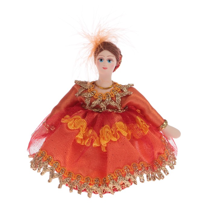 Сувенирная кукла-шкатулка "Дама в маскарадном костюме Сер 19 в." 12 см