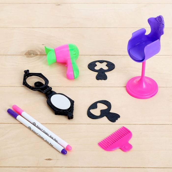 Кукла модель "Ася" с трафаретами и фломастерами для окраски волос