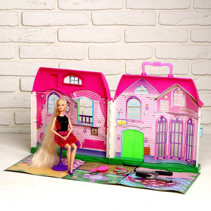 Дом для кукол "Уют" с куклой и аксессуарами для создания причёски