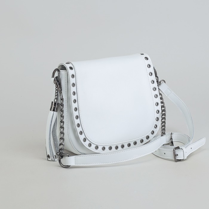Сумка женская, отдел с перегородкой на молнии, наружный карман, длинный ремень, цвет белый