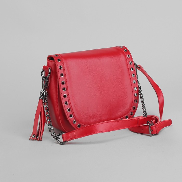 Сумка женская, отдел с перегородкой на молнии, наружный карман, длинный ремень, цвет красный