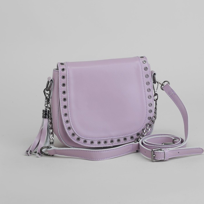 Сумка женская, отдел с перегородкой на молнии, наружный карман, длинный ремень, цвет сиреневый