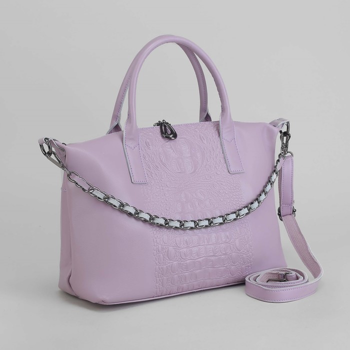 Сумка женская, отдел с перегородкой на молнии, наружный карман, длинный ремень, цвет пудровый