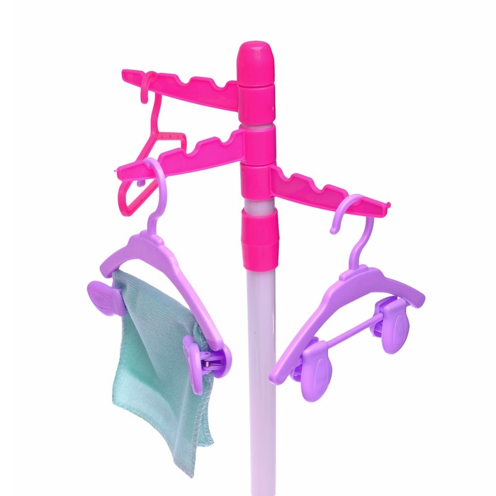 Набор юной хозяюшки с аксессуарами "Сладкая вата": утюг, гладильная доска, вешалка