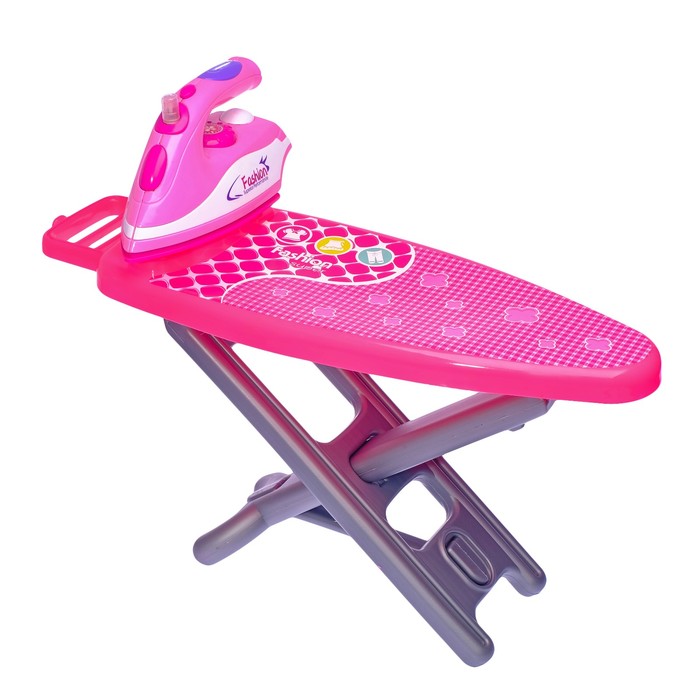 Набор юной хозяюшки с аксессуарами "Сладкая вата": утюг, гладильная доска, вешалка