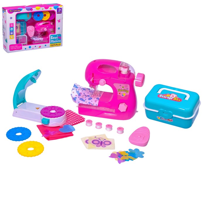 Швейная машина "Карамель" с катушкой и аппаратом для декора одежды, цвет розовый