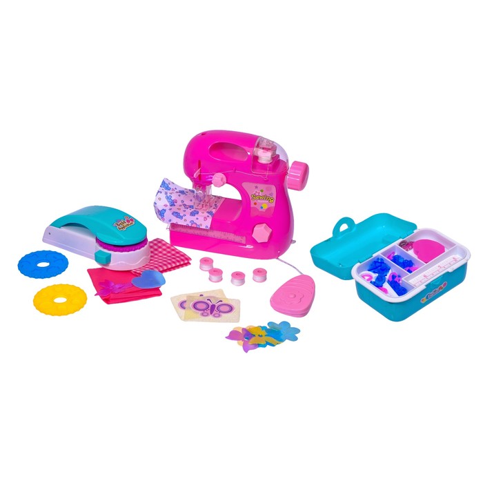 Швейная машина "Карамель" с катушкой и аппаратом для декора одежды, цвет розовый