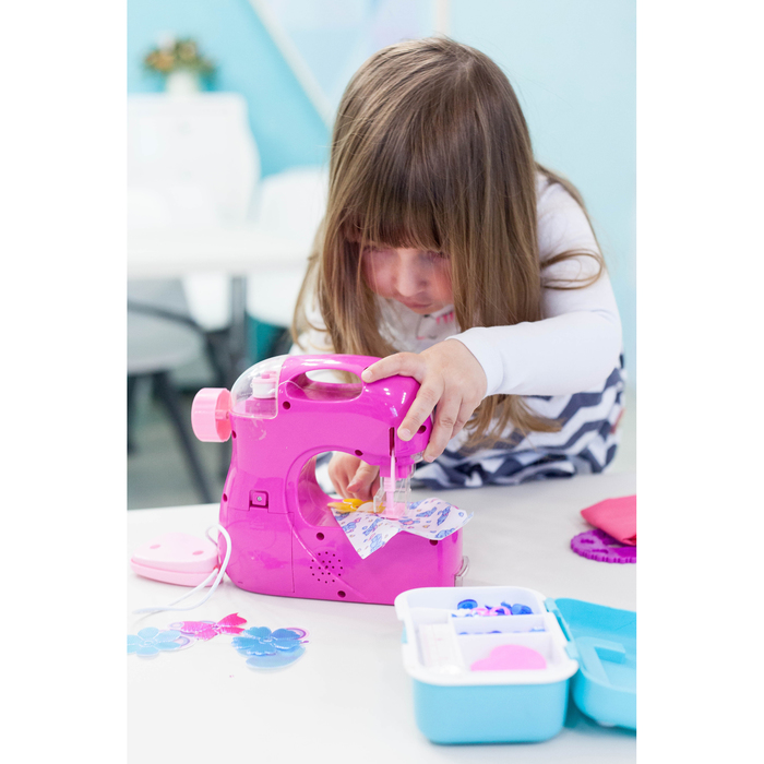 Швейная машина "Карамель" с катушкой и аппаратом для декора одежды, цвет розовый