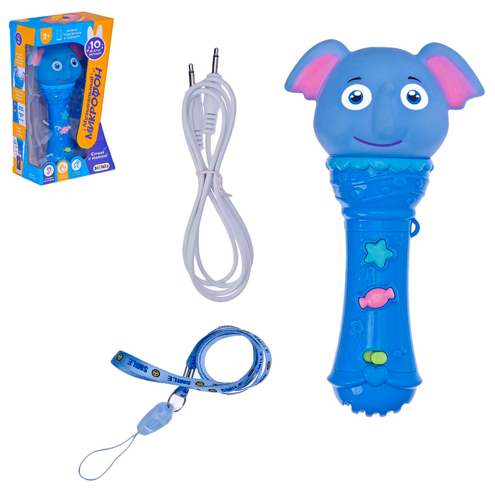 Музыкальная игрушка «Микрофон Слоник», световые и звуковые эффекты, работает от батареек