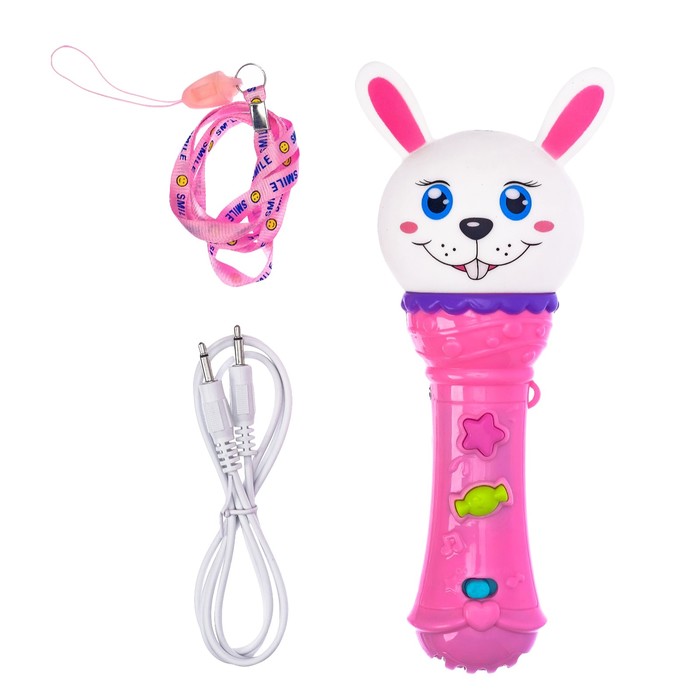 Музыкальная игрушка «Микрофон Зайчик», световые и звуковые эффекты, работает от батареек