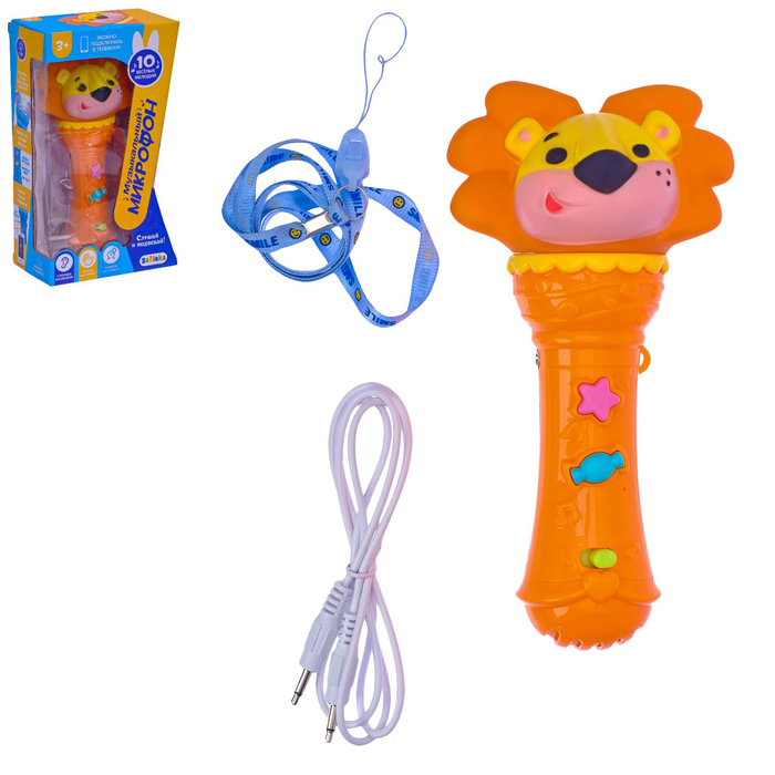 Музыкальная игрушка «Микрофон Львёнок», световые и звуковые эффекты, работает от батареек