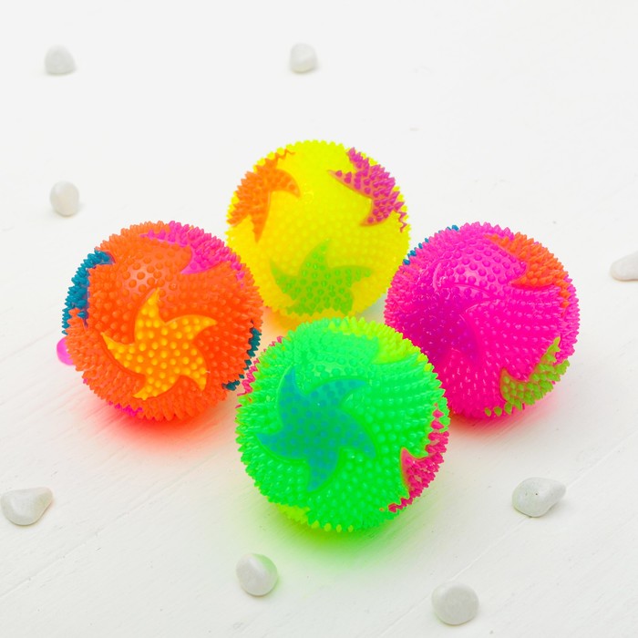 Мяч световой "Звезда" с пищалкой на резинке, цвета МИКС