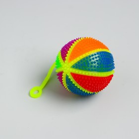 Мяч «Радуга», световой, 7,5 см, с пищалкой, на резинке, цвета МИКС Ош