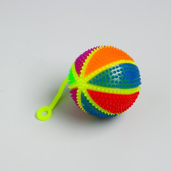 Мяч Радуга, световой, 7,5 см, с пищалкой, на резинке, цвета МИКС