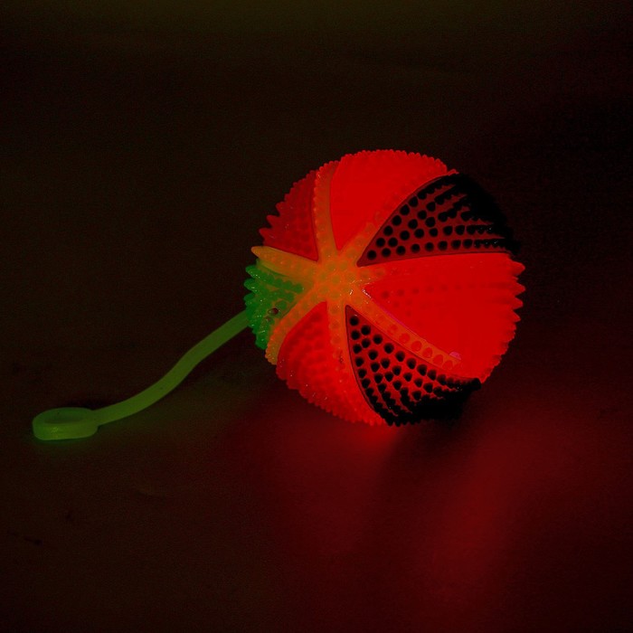 Мяч «Радуга», световой, 7,5 см, с пищалкой, на резинке, цвета МИКС