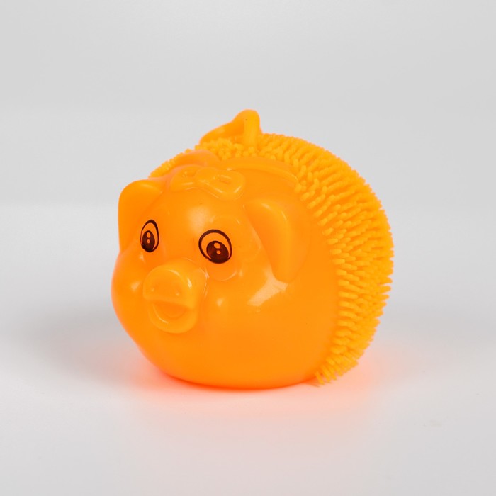 Ёжка "Свинка" световой с пищалкой на резинке, цвета МИКС