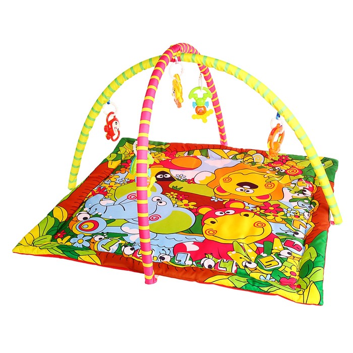Коврик развивающий с дугами «Зов джунглей», 5 игрушек